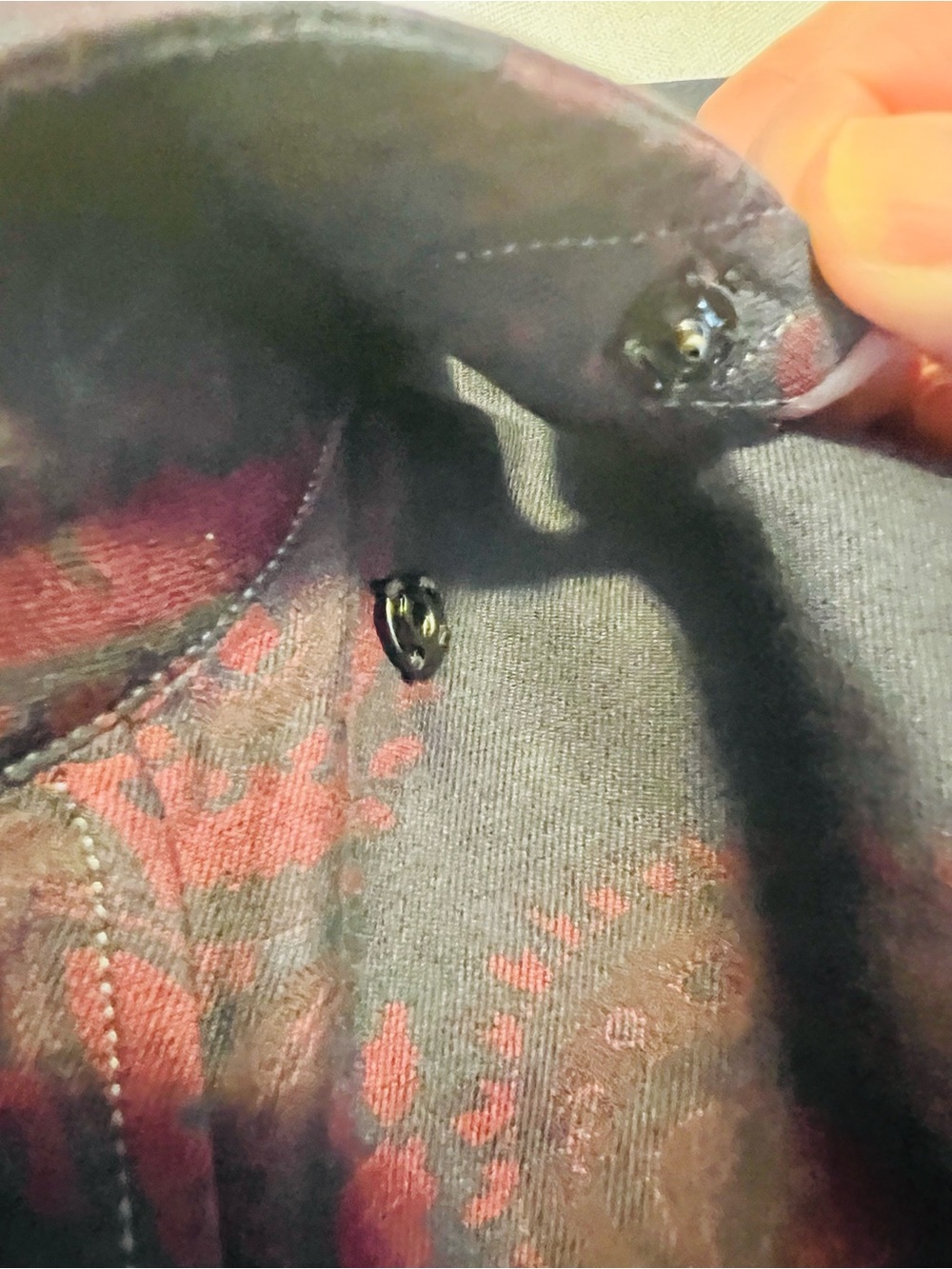 Etro Navy/Burgundy Paisley Print Button Down Shirt 40/M - Picture 5 of 9